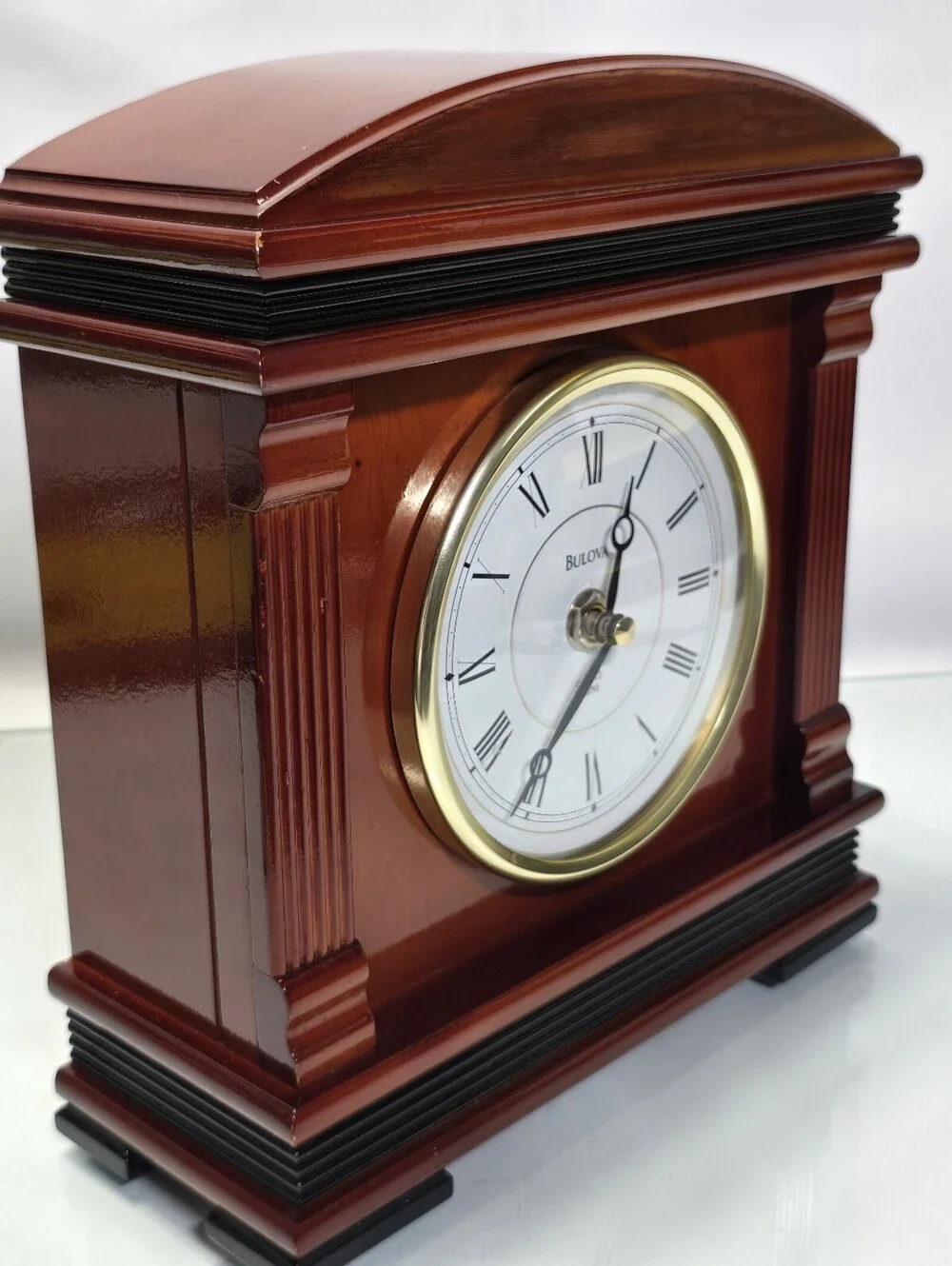 Bulova Quartz Westminster Chime Mantel Clock Wood Case Tested Working Vintage